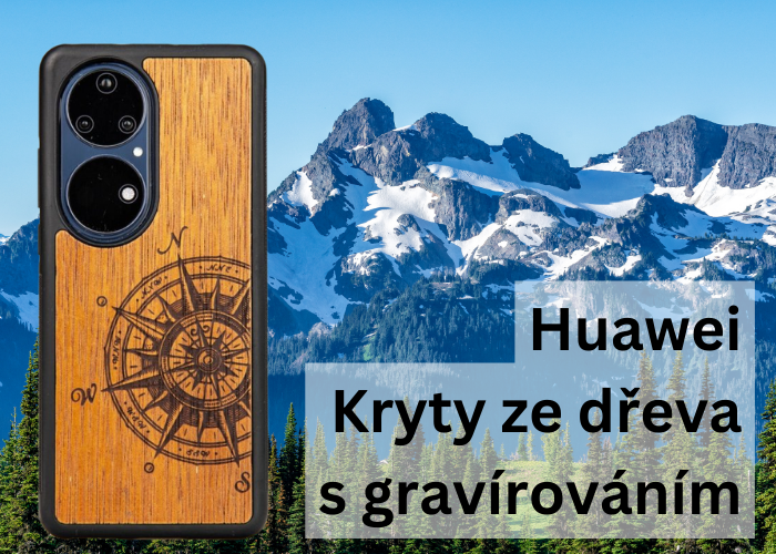 Huawei: kryty ze dřeva s gravírováním